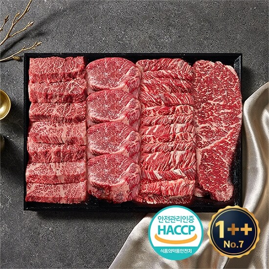 1++등급(7이상) 예담우 프리미엄 구이1호 1kg(살치/안심/채끝/안창) 한우선물세트 248,600원