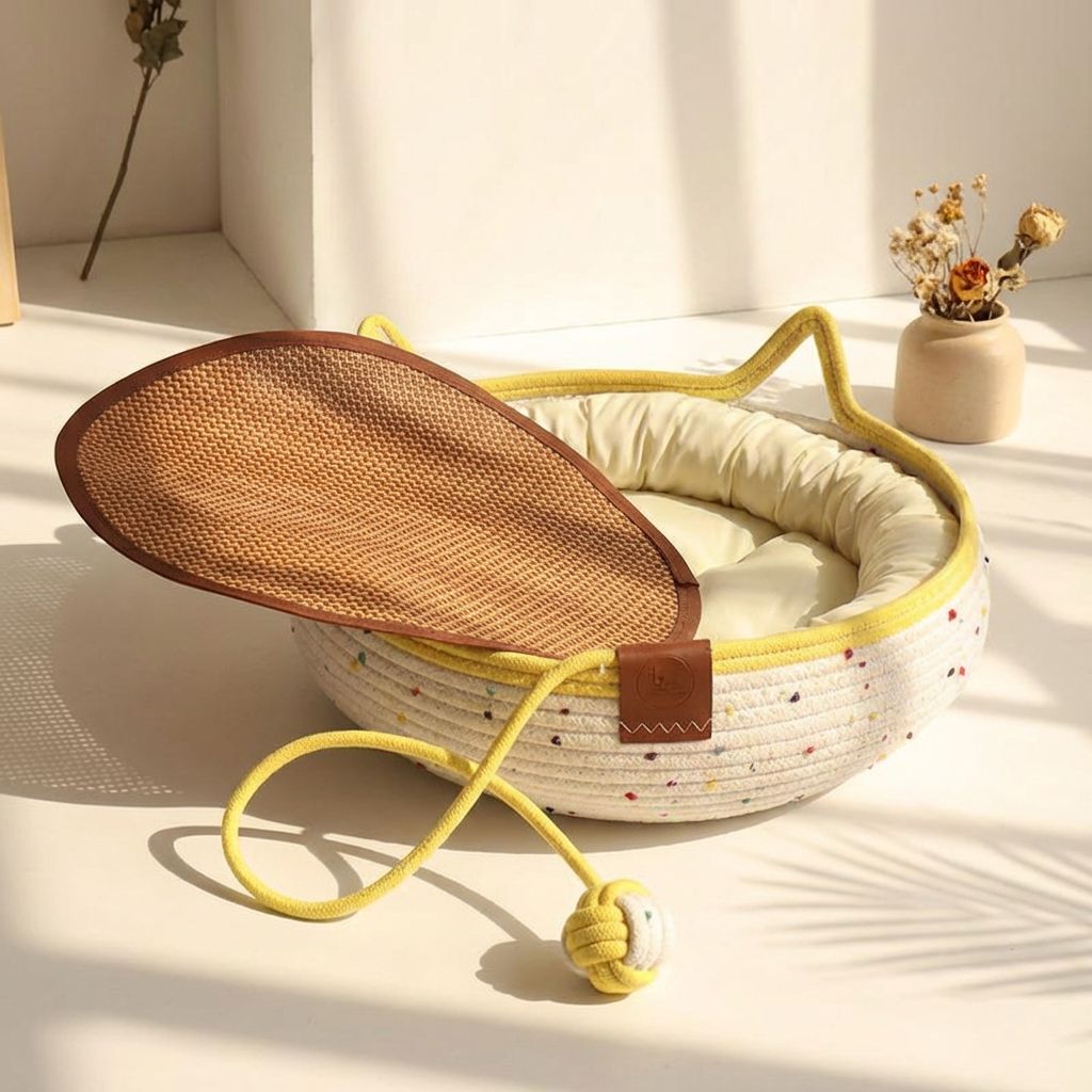 힘을내요 집사 고양이 숨숨집 하우스 노랑 바구니 22,900원