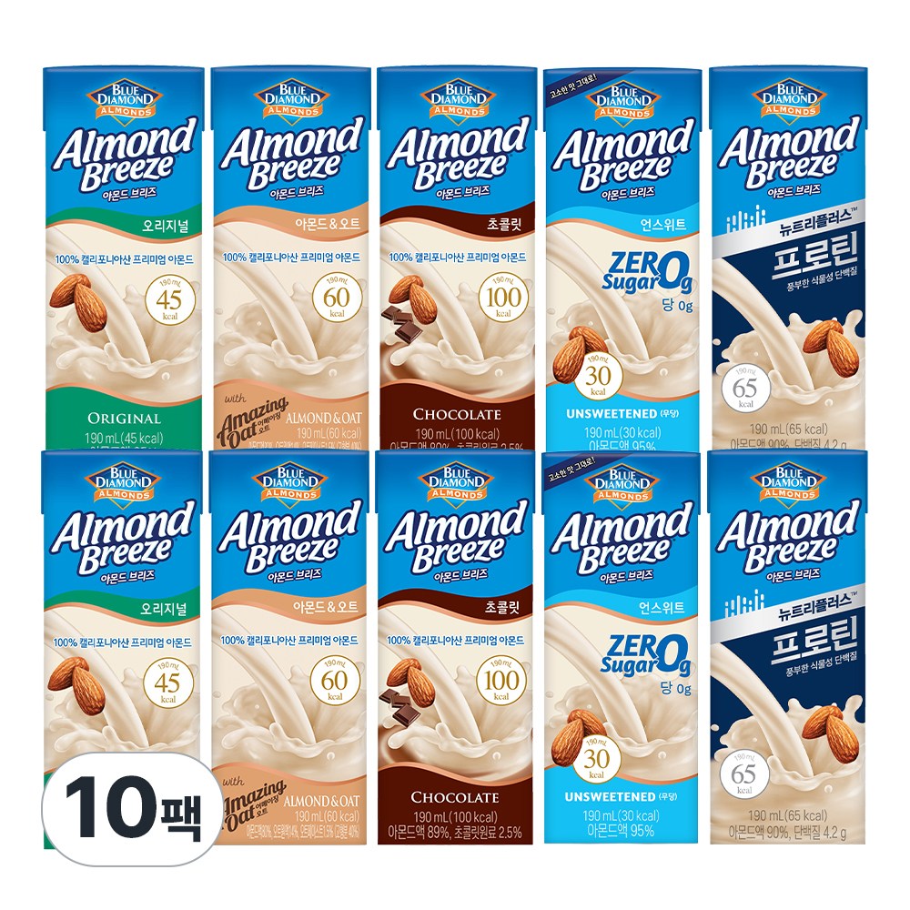 아몬드브리즈 5종 2개씩(오리지널+오트+초콜릿+언스위트+프로틴)단일상품 10,900원