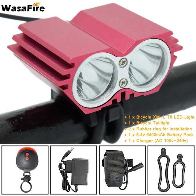 5000 루멘 X2 자전거 라이트 T6 LED 산악 프론트 사이클링 헤드 램프, 18650 배터리 팩, 충전기 35,400원
