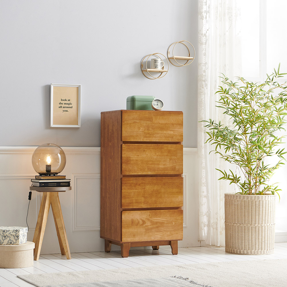 프린홈 레올 고무나무 원목 컴팩트 4단 서랍장 189,000원