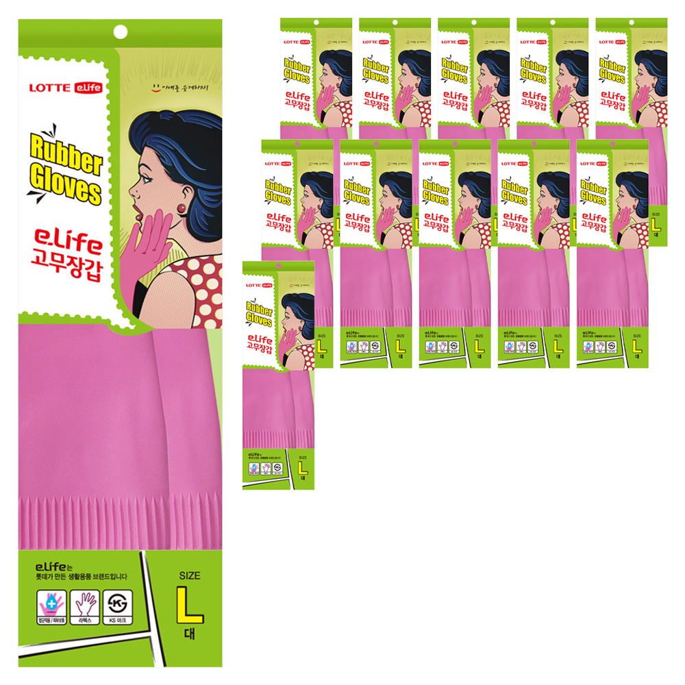 롯데이라이프 고무장갑, 단일 색상, 대(L), 12개 17,460원