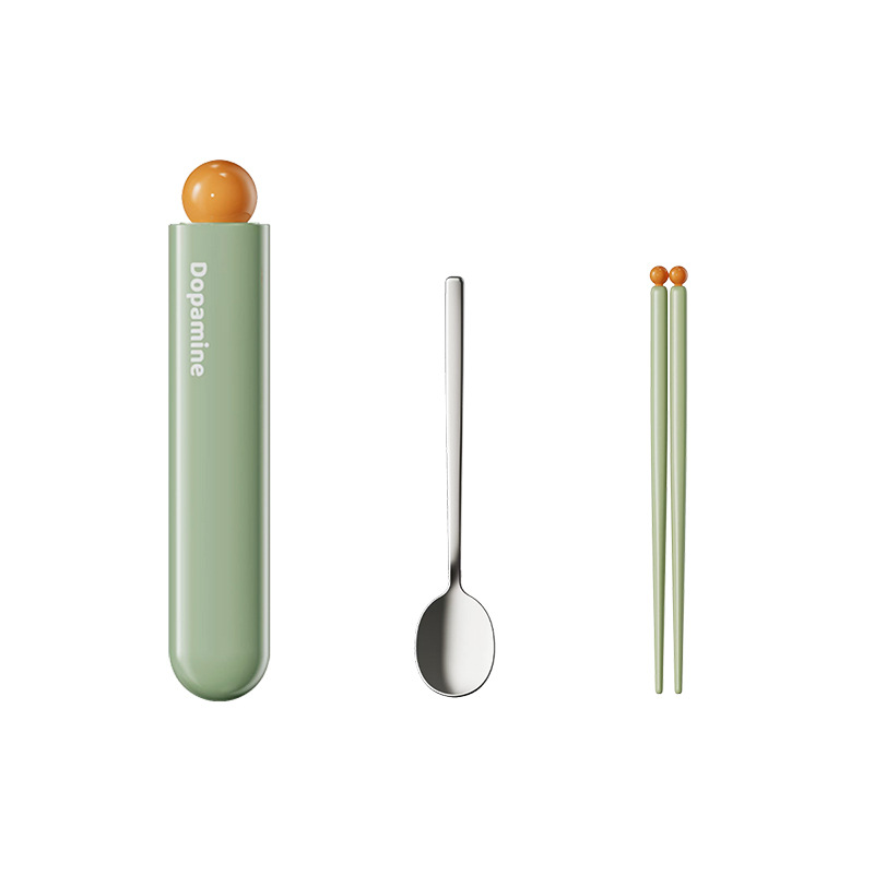 귀월미 도파민 휴대용 수저세트, 초록색, 1개, 숟가락 + 젓가락 + 수납 케이스 17,630원