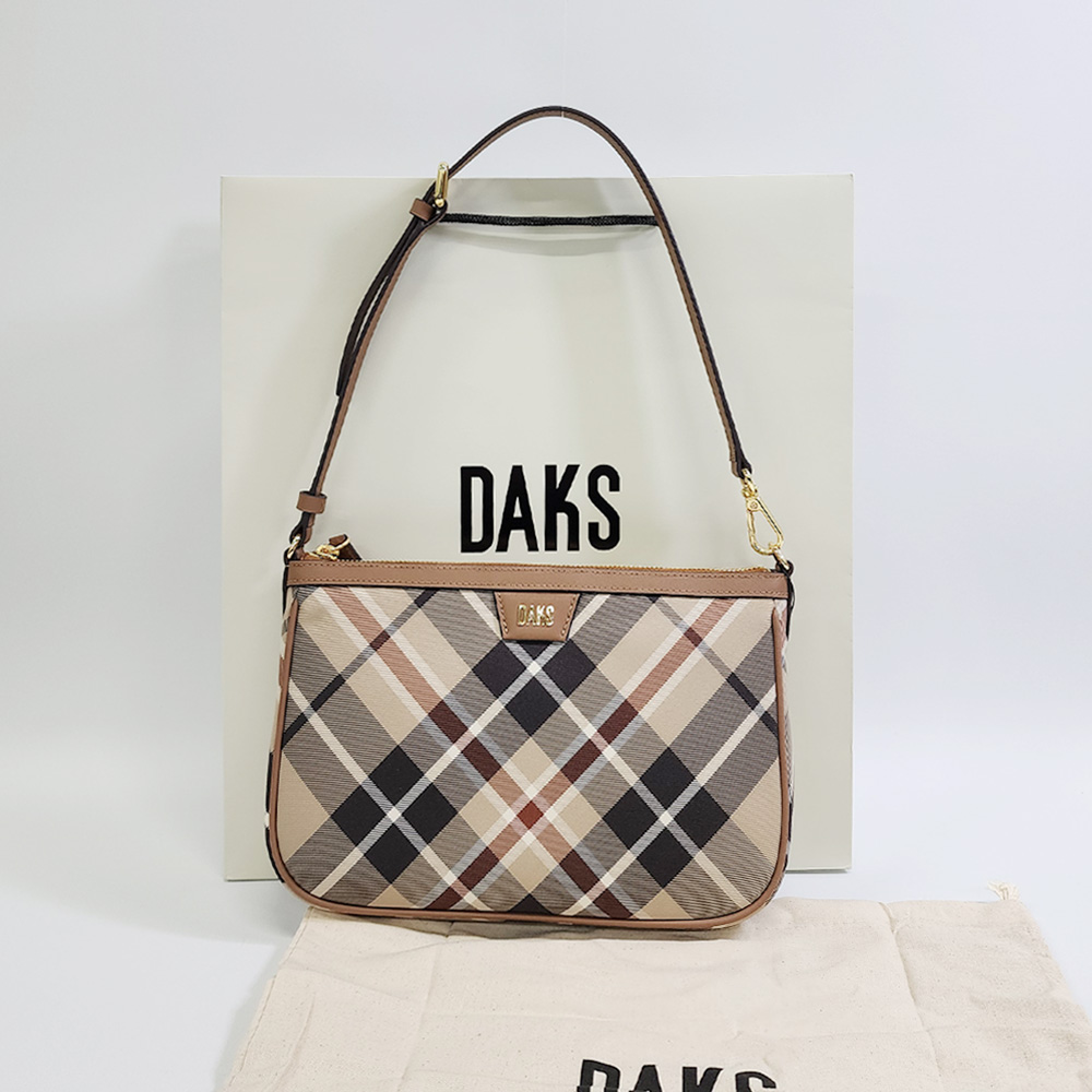[백화점 정품 AS+선물포장] 닥스 여성 나일론 체크 브라운 가죽 숄더백 246,000원