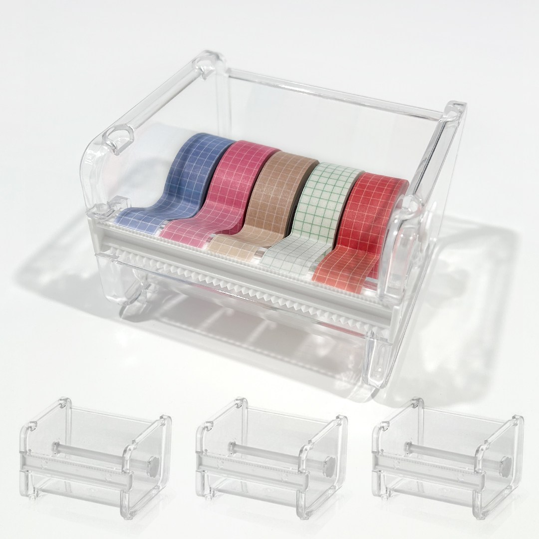 푸꾸푸꾸 마스킹 테이프 커터기 적층형 투명 마테 보관함, 4개, 투명(화이트) 15,800원