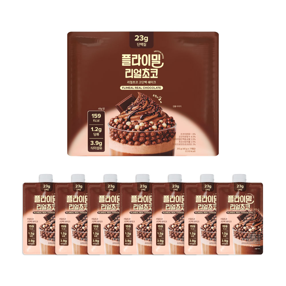 플라이밀 단백질 쉐이크 파우치 리얼초코맛, 7개, 45g 24,500원