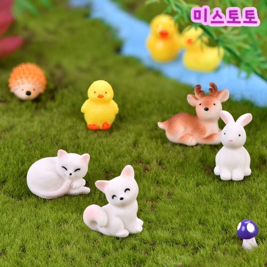 미스토토 아기 동물피규어 고양이 꽃사슴 고래 토끼 여우미니어처 테라리움 만들기 재료 500원