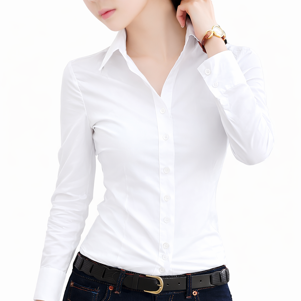 로로스키니 여성 화이트 슬림형 셔츠 캐주얼 정장 블라우스 남방 LS0631 17,900원