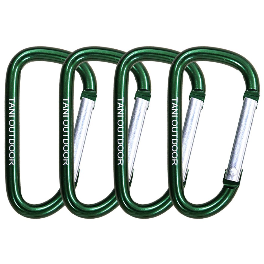 카라비너 대형 중형 소형 D형 S형 고강도 캠핑 비너 차박 타프 텐트 키링, 1세트, 1단, 01_D형 카라비너(그린4) 6,070원