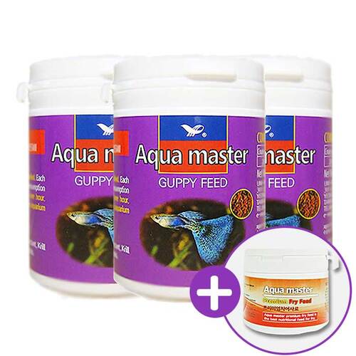 아쿠아마스터 구피사료 100g X 3개+치어사료 20g 28,000원