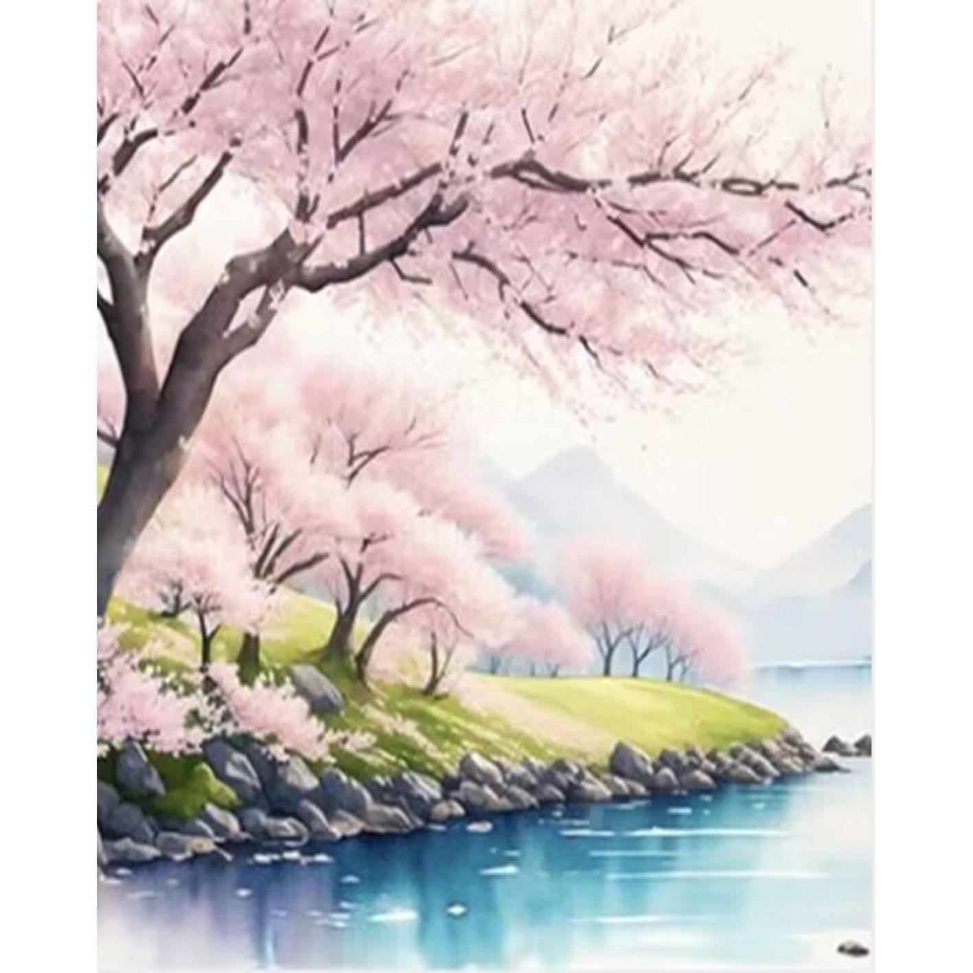 호우맘 액자 캔버스형 보석십자수 DIY 키트 40 x 50 cm, 1개, HM-116강변 벚꽃 19,800원