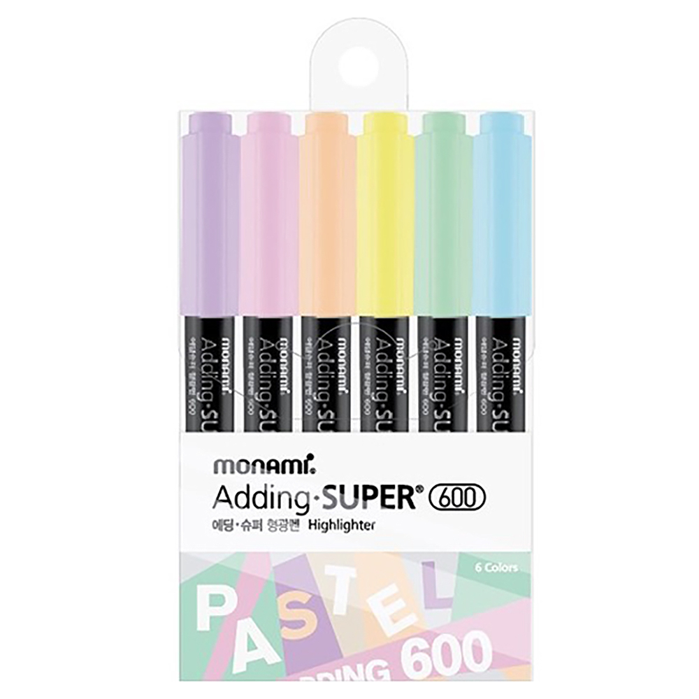 모나미 에딩슈퍼 600 형광펜 6색 세트, 파스텔, 1세트, 현재가 1,430원