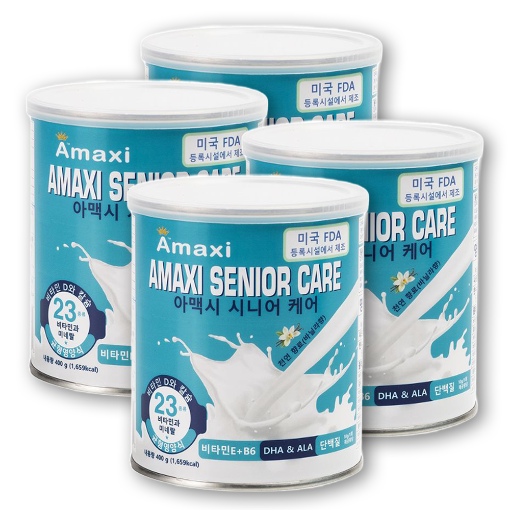 [아맥시]시니어 식사대용 노인 완전균형영양식 단백질 어르신 선식 간식 환자대용식 성인분유 바닐라맛 유동식, 400g, 4개 83,720원