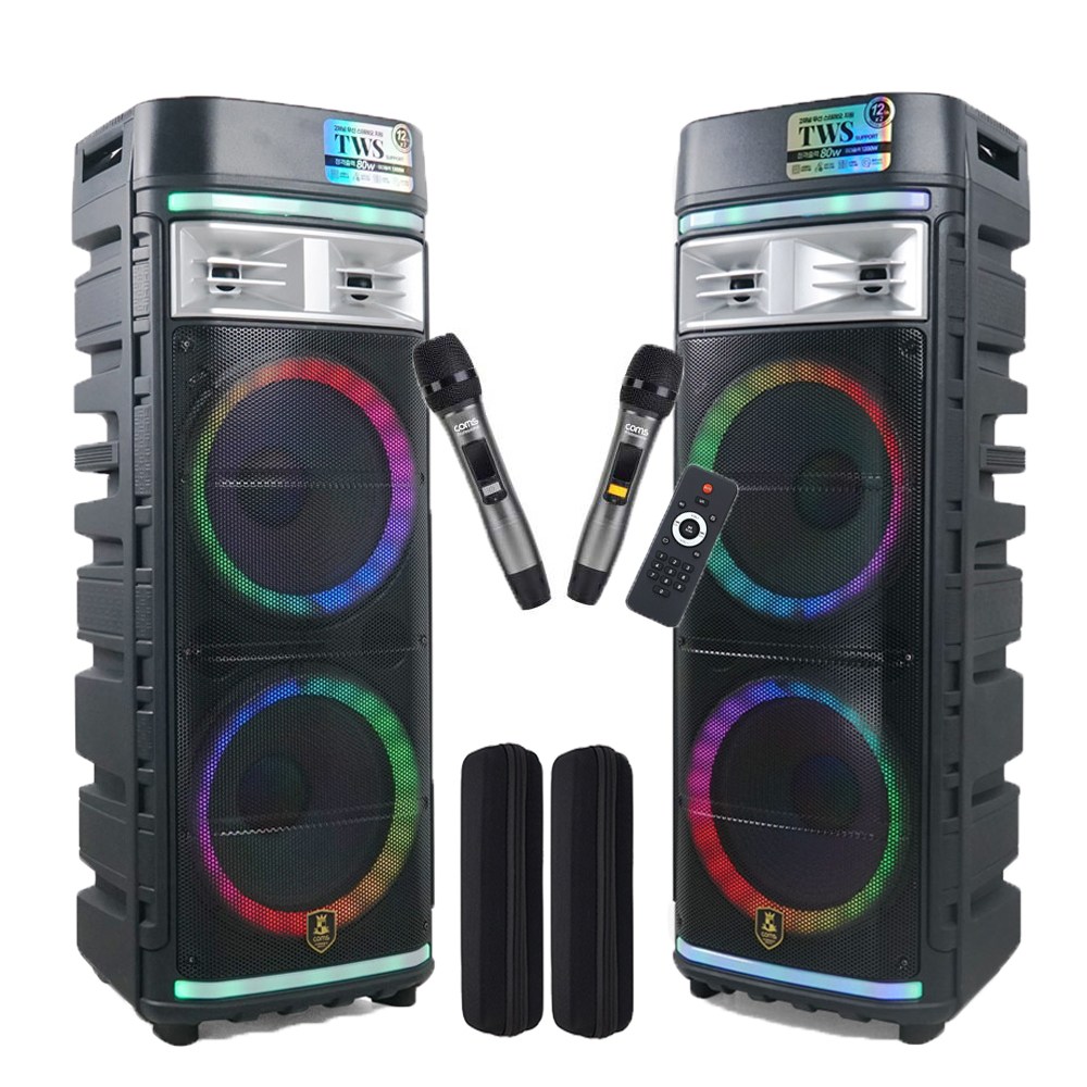 컴스 TWS LED 파티박스 스피커 이동식 UHF 블루투스 버스킹 노래방 앰프, CR500D, 혼합색상 756,500원