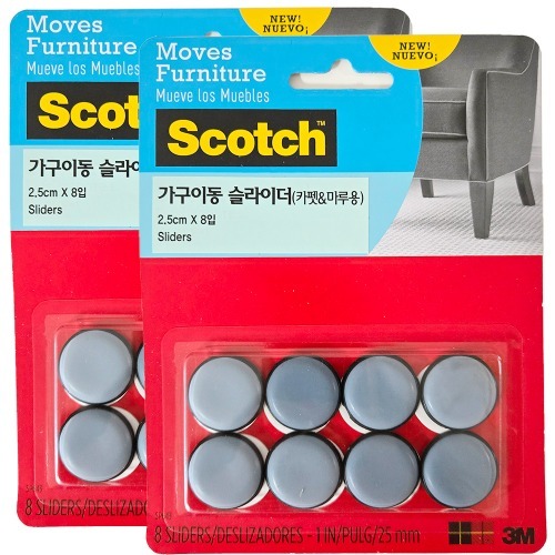 3M 가구이동 슬라이더 카펫 마루용 2개 8030-2/ 충격흡수 패드 가구보호 부딪힘 13,560원