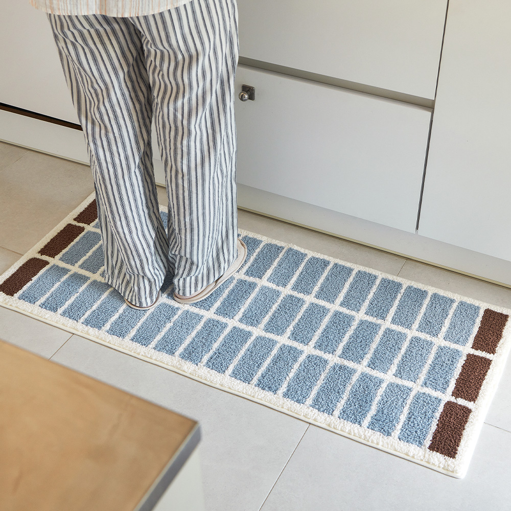 쁘리엘르 보들보들 자카드 미끄럼방지 키친 욕실 발매트, 인블루 24,900원