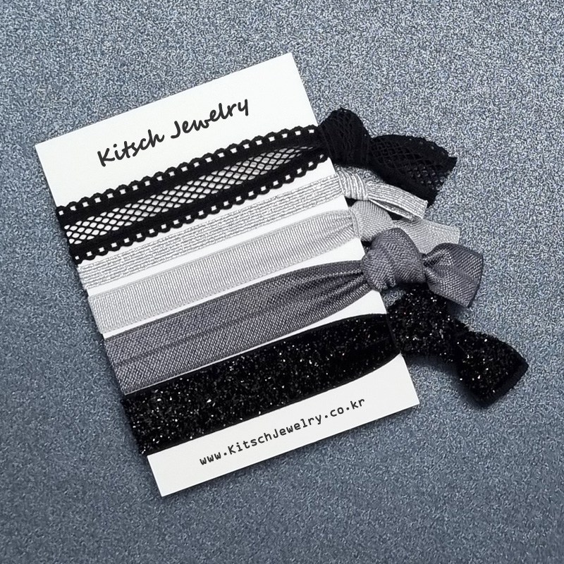 키치쥬얼리 엘라스틱 헤어타이 블랙 트리니티 5SET 4,900원