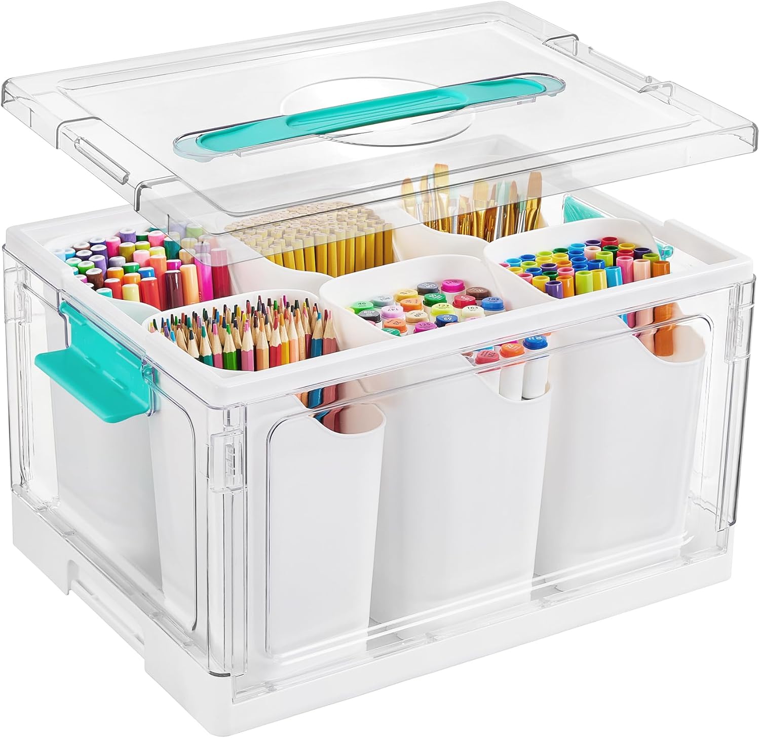 Vtopmart 24 QT 클리어 플라스틱 공예 정리함 6개의 분리 가능한 삽입물 공예품 크레용 연필 1팩의 미술 용품 및 도구 보관함 74,690원
