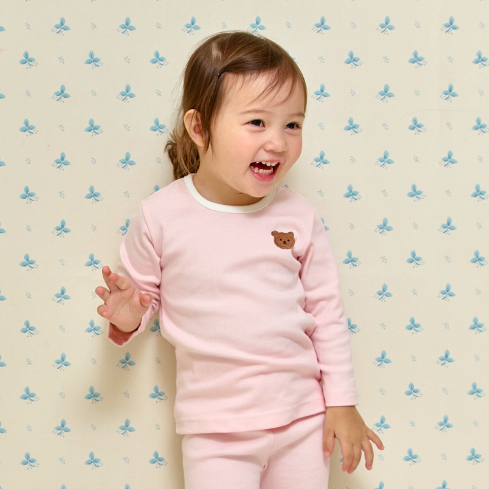 키키스토리 곰돌와펜 핑크 아기 내복 긴팔 가을 유아 아동 내의 실내복 11,900원
