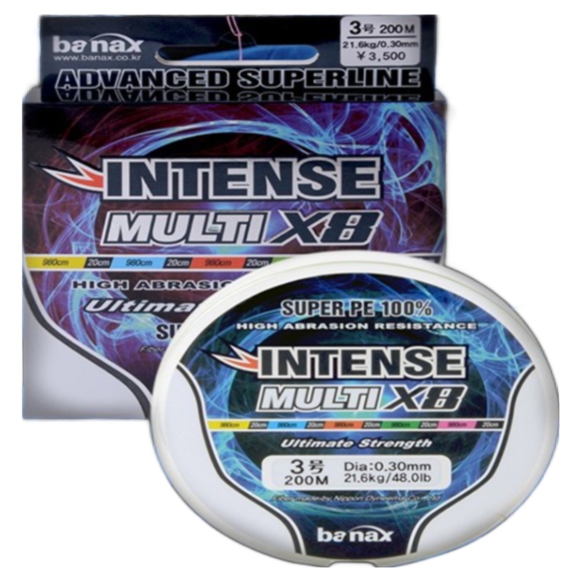 바낙스 인텐스 8 합사 200M INTENSE 멀티 컬러 PE 라인, 바낙스 인텐스 8 합사 200M 2.5호, 1개 22,040원