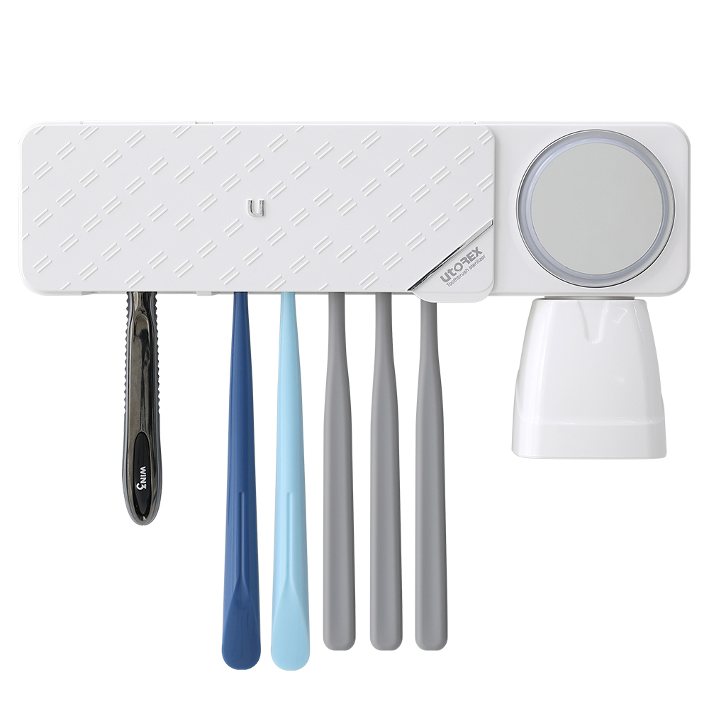 유토렉스 프리미엄 더블케어 칫솔 살균기 벽걸이 UV + 히팅 건조기 소독 양치컵 39,900원