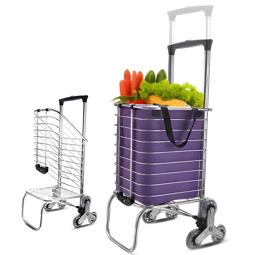 마치홈 계단오르는 3바퀴 접이식 쇼핑카트, 1개, 실버+퍼플 41,800원