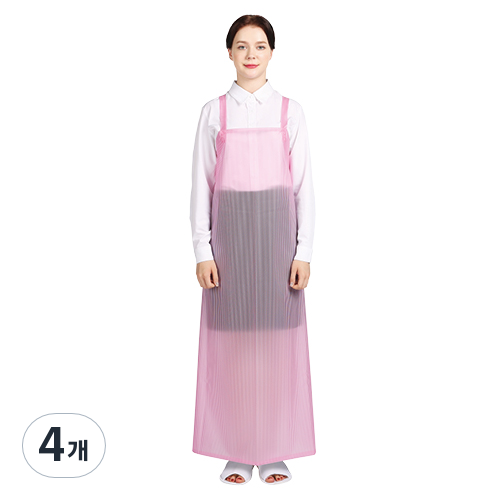 웰프런 우레탄 방수앞치마 스트라이프 대, 반투명 핑크, 4개 30,000원