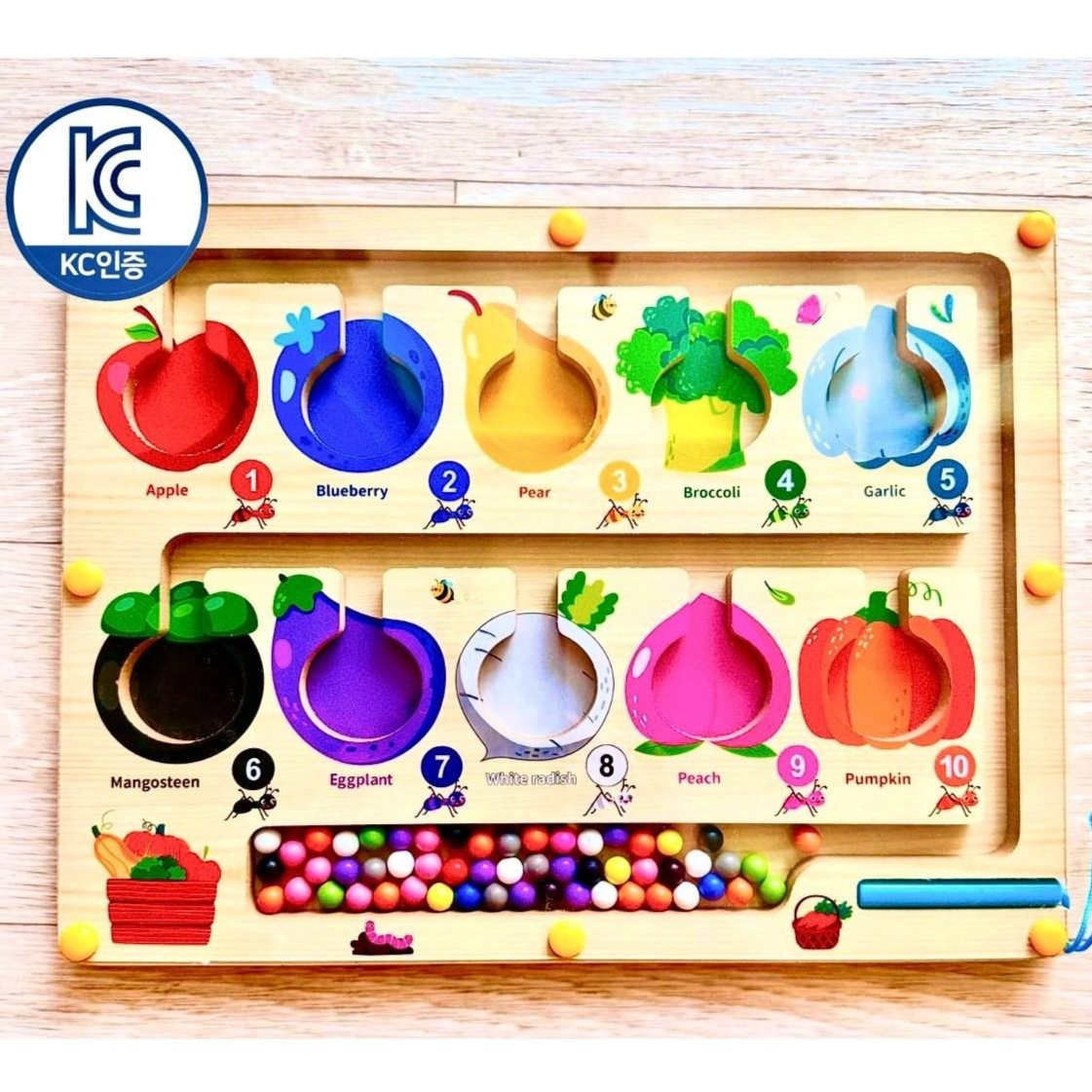 몬테소리 발달 장난감 원목 장난감  숫자 학습용 어린이 장난감 자석 보드 "과일과 채소" 19,900원