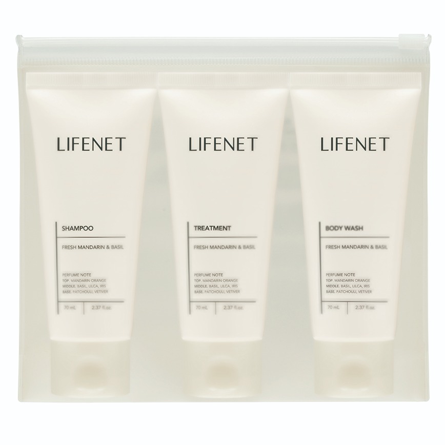 라이프넷 여행용 헤어바디 3종 트래블 키트 + 미니 파우치 세트, 1세트 7,300원