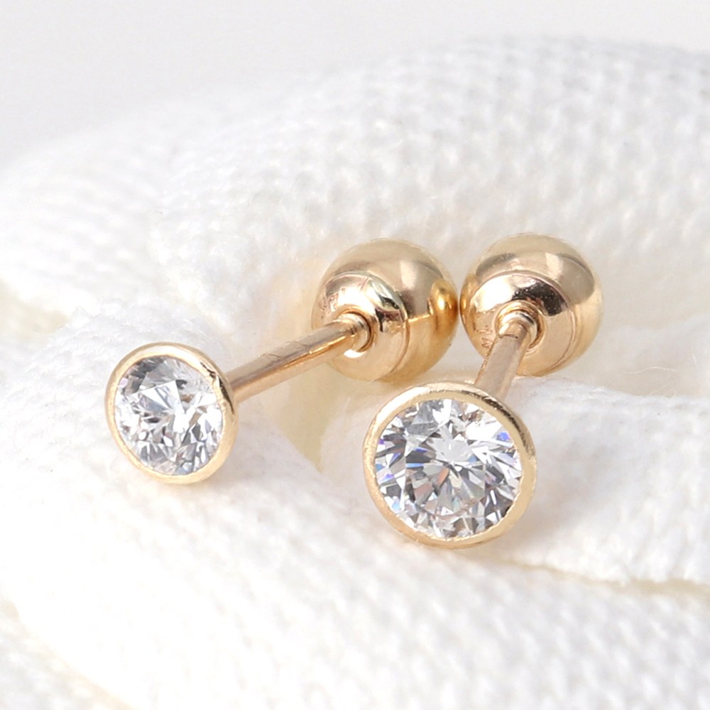 쥬골드 정품 14K 골드 14K피어싱 우물 큐빅 피어싱 귀걸이 34,900원