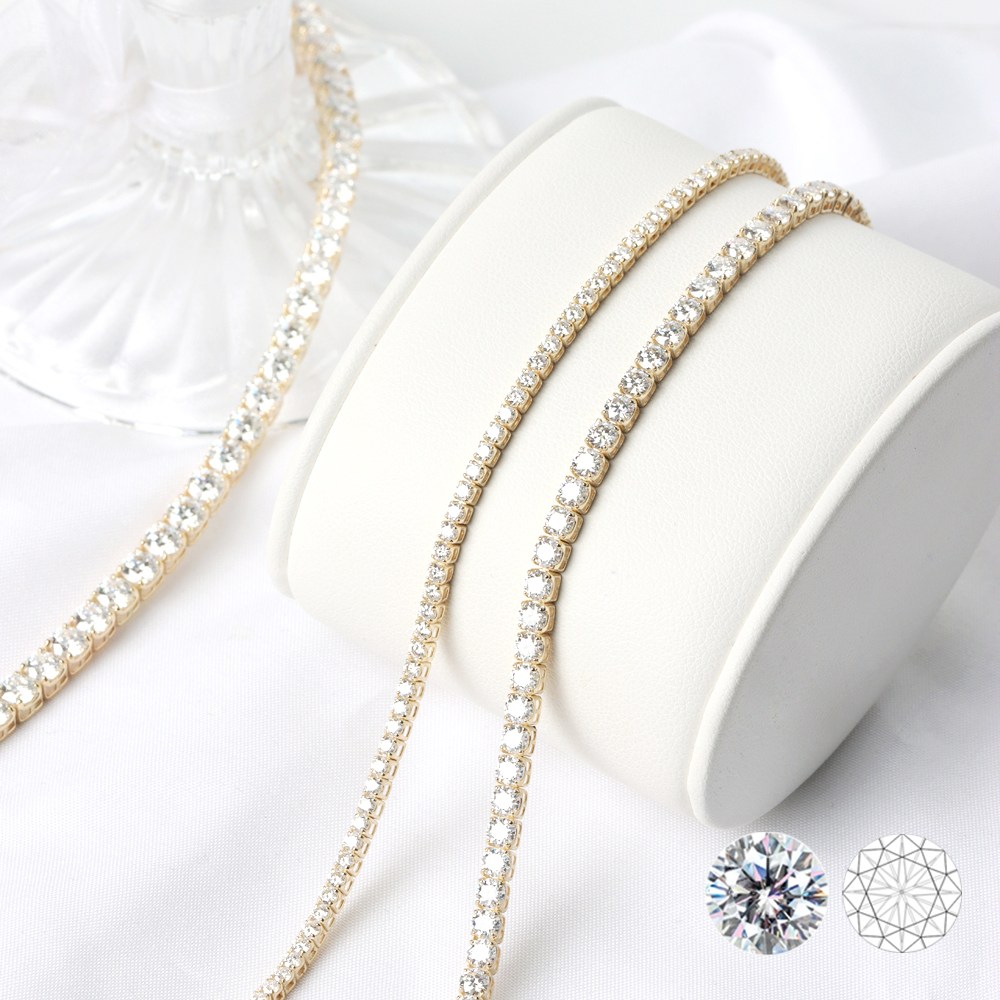 오로프 전체 14K 옐로우골드 금 모이사나이트 다이아 테니스 명품 이중잠금 팔찌 GRA 보증서 1,260,920원