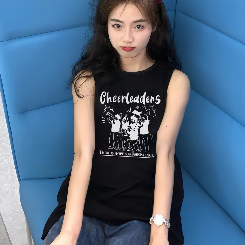 SUNALIFE 여름 여성 루즈핏 치어리더 순면 민소매 나시 티셔츠 꾸안꾸 데일리룩 19,900원