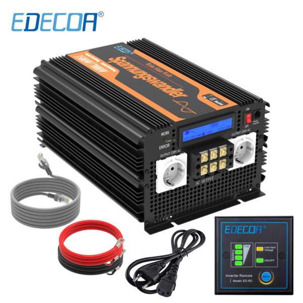 EDECOA UPS 인버터 3500W-7000W 충전기 DC 12V AC 220V 230V 오프 그리드 전력 변환기 3500W 순수 사인파 629,970원