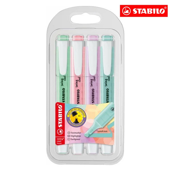 (스타빌로) 스윙쿨 형광펜 세트 파스텔 4색 A B C (선택x1종), 4색 A세트 5,820원