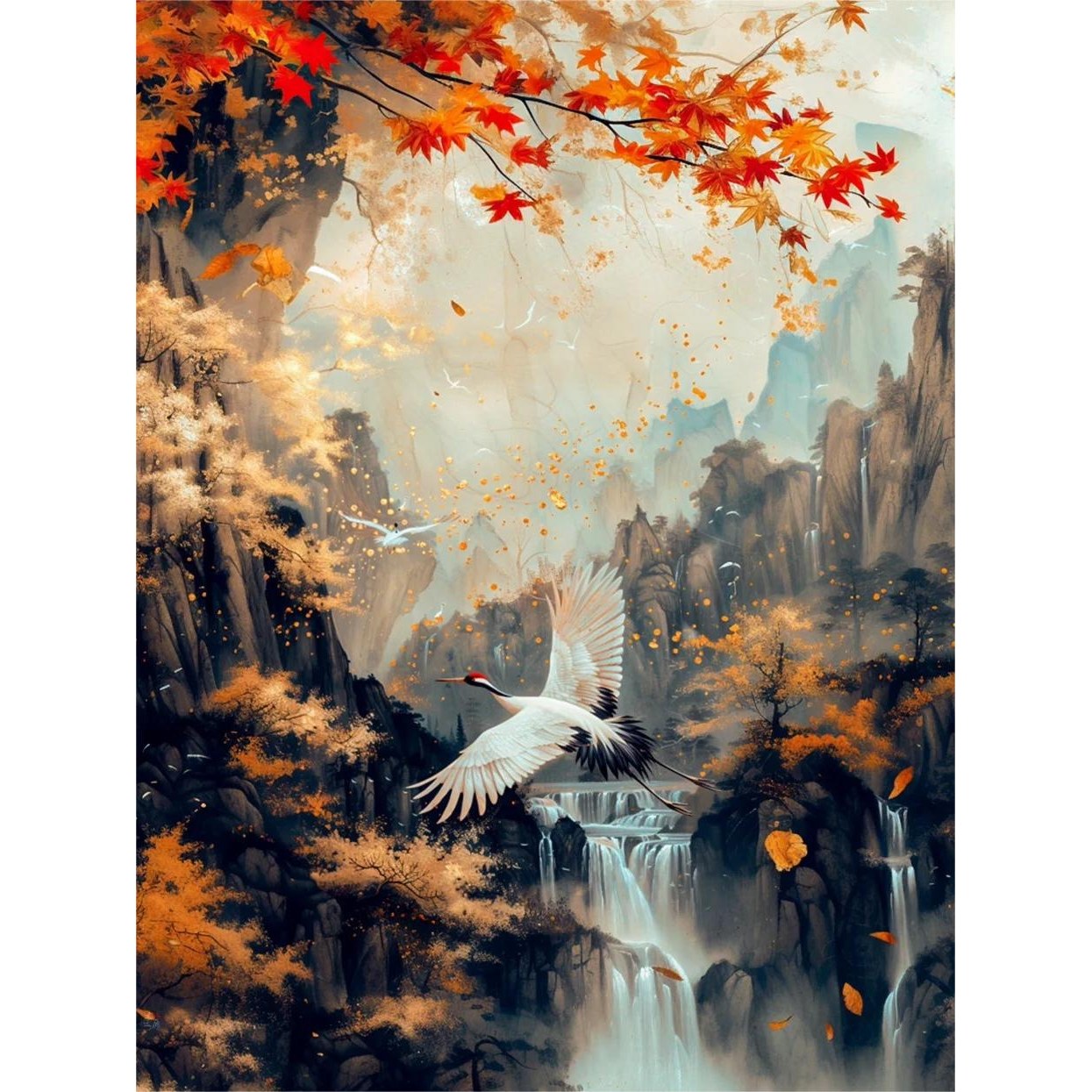 두루미 부귀장수도 물감 붓 DIY키트 모란꽃 대나무 폭포수 선학 동양화 유화그리기 재물복 건강 명화그리기 풍수지리 홈 인테리어 개업 선물 25,990원