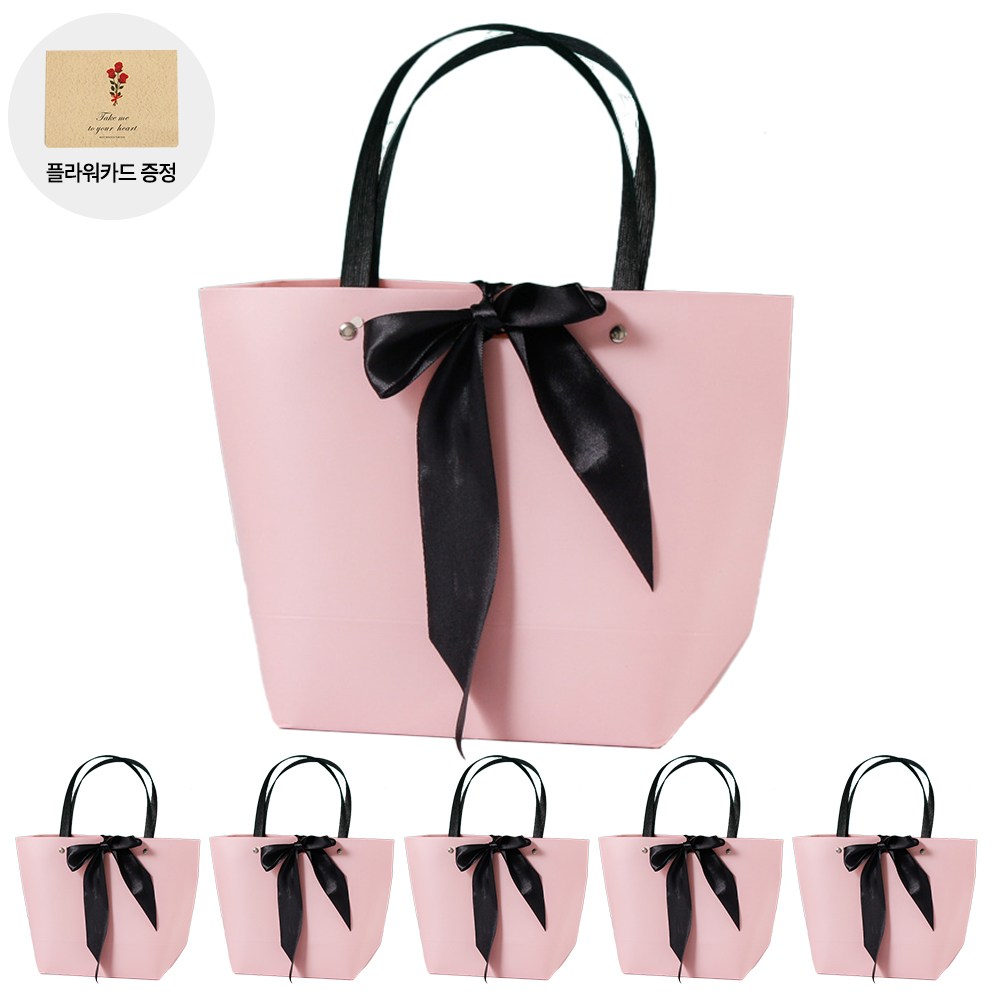 VITALO 블랙리본 기프트백 6P 선물 주머니 답례품 선물 포장 종이 가방 (플라워카드 6개 지급) 9,400원