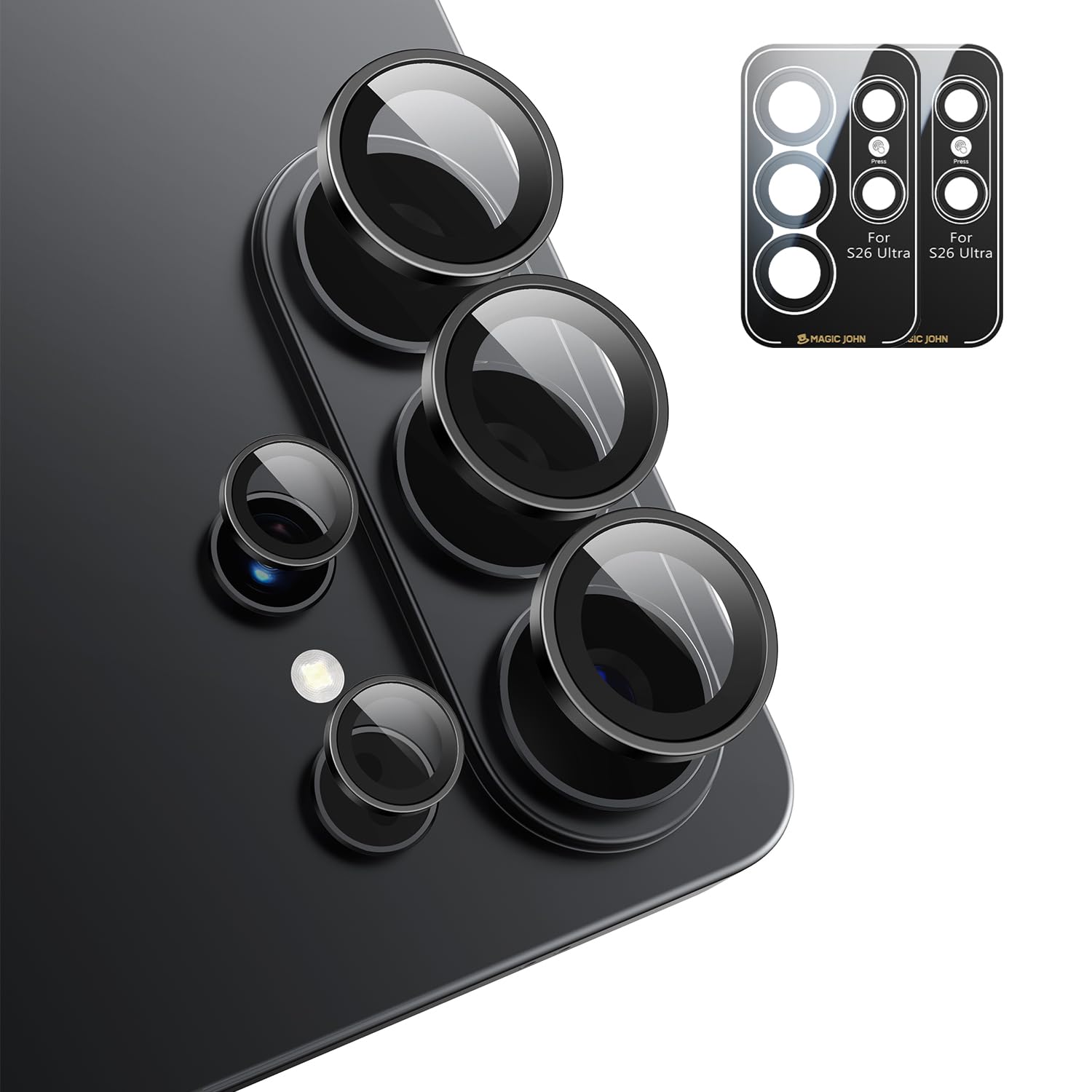 매직존 갤럭시S26 울트라 카메라 렌즈 보호필름 빛번짐 방지 메탈링 강화유리 간편부착 플커버 2매입, 1세트 31,980원