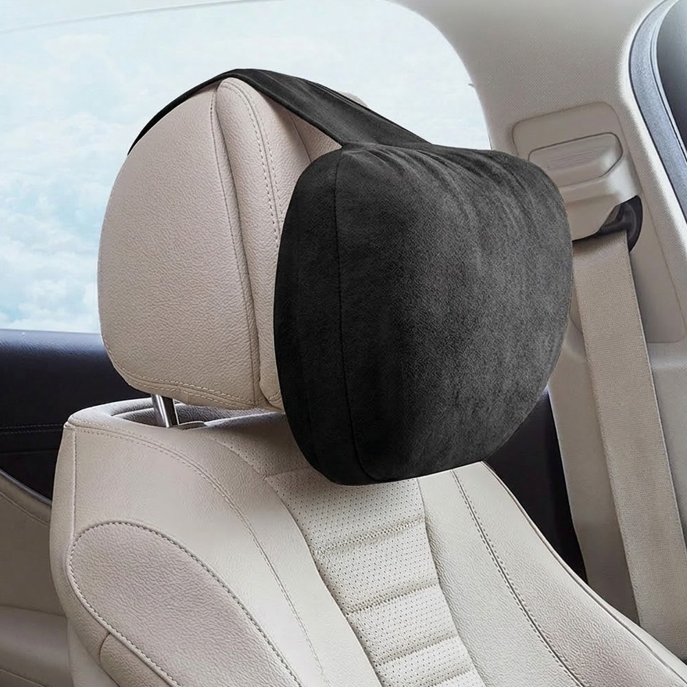 차량용 헤드 목베개 헤드레스트 운전석 조수석 쿠션, 1개, 블랙 스웨이드 11,800원