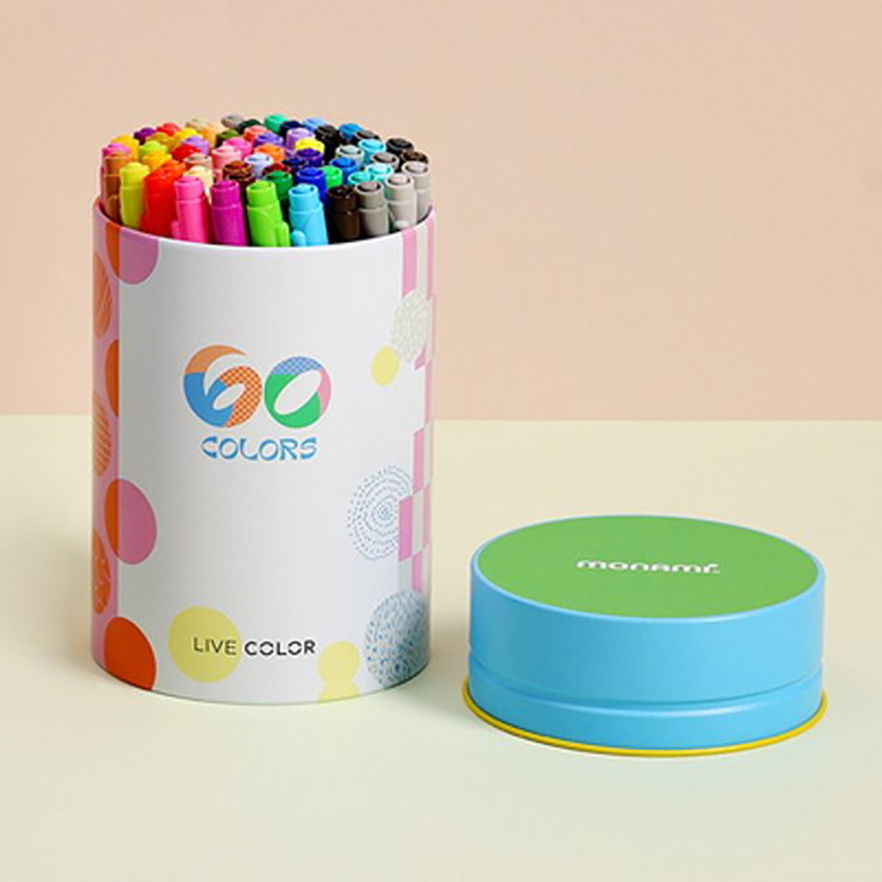 모나미 라이브칼라 60색세트 / 원형틴케이스 필기구 문구 펜 Live color 수성마킹펜 다이어리꾸미기 사인펜 38,400원