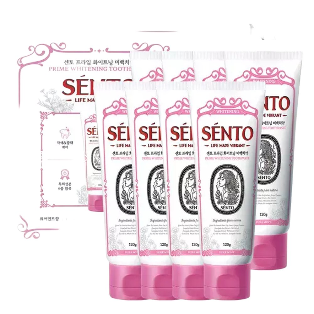 센토 프라임 화이트닝 미백케어 치약 퓨어민트향 120g 8개 46,760원