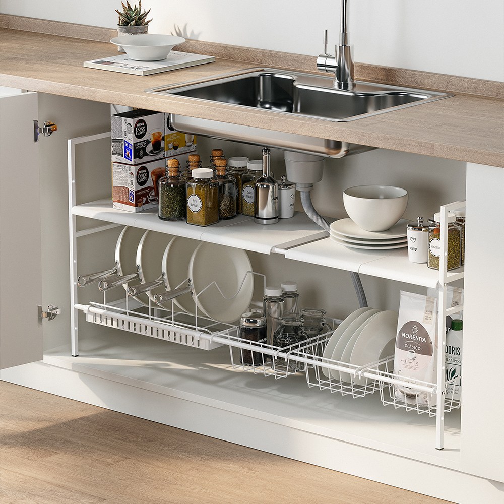 오틀리 올인원 길이조절 모두수납 싱크대 하부장 정리 선반, 1개 39,900원