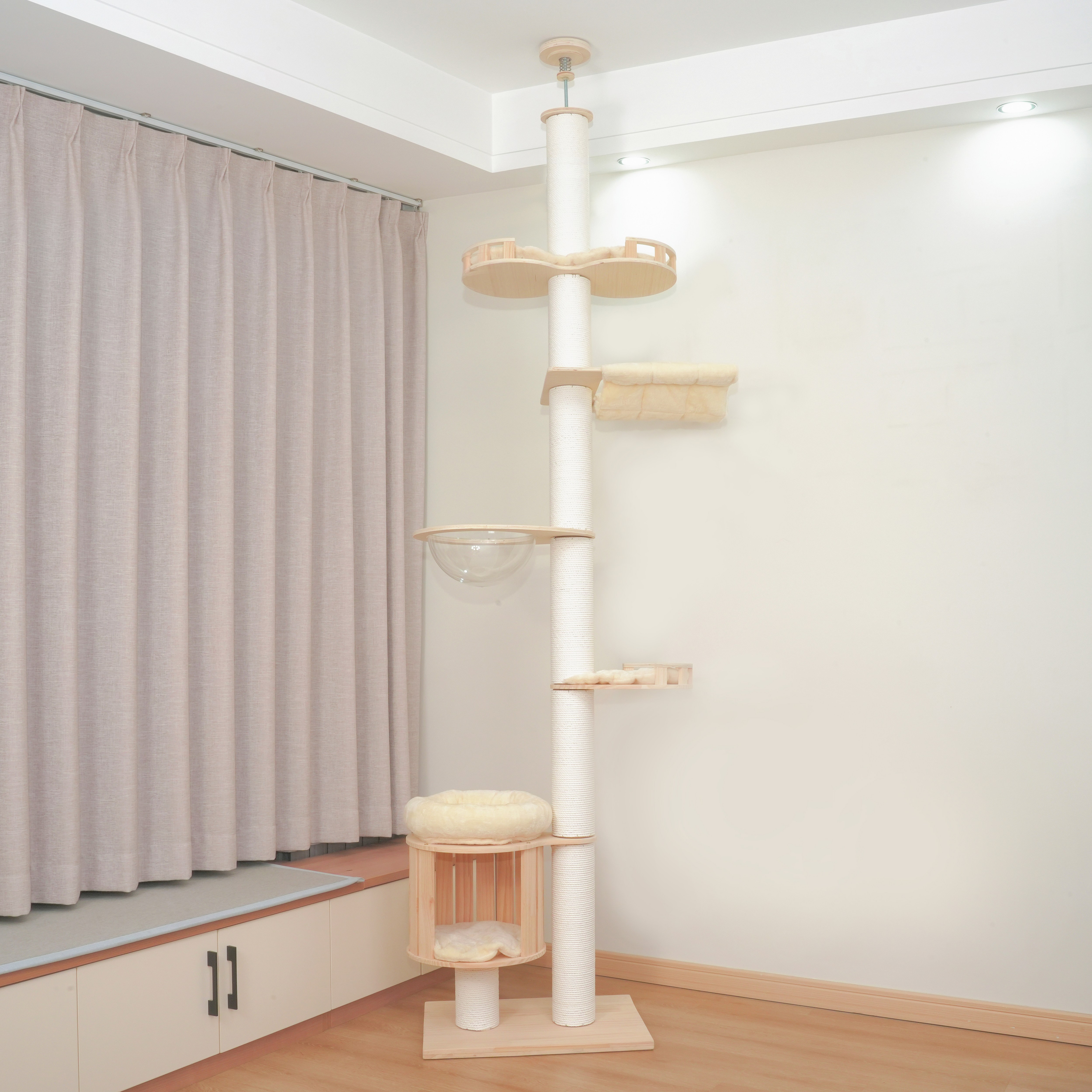 에스엘씨펫 스크래쳐 원목 고양이 캣폴 캣타워, 화이트, 1개, 현재가 119,000원