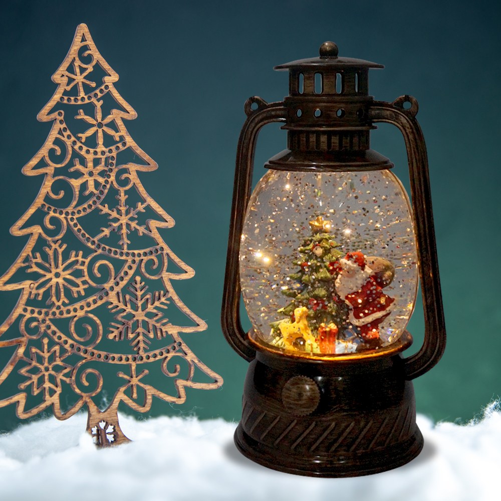 크리스마스 LED 오르골 무드등 스노우볼 워터볼 랜턴 선물 집들이선물 엔틱오르골 장식 조명 수면등 - 랜턴 산타 36,900원