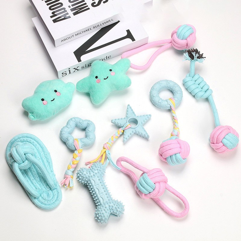 강아지 로프 장난감 11종 세트 / 이갈이 치석 관리 / 면로프 + 고무 치발기 / 퍼피용 16,800원