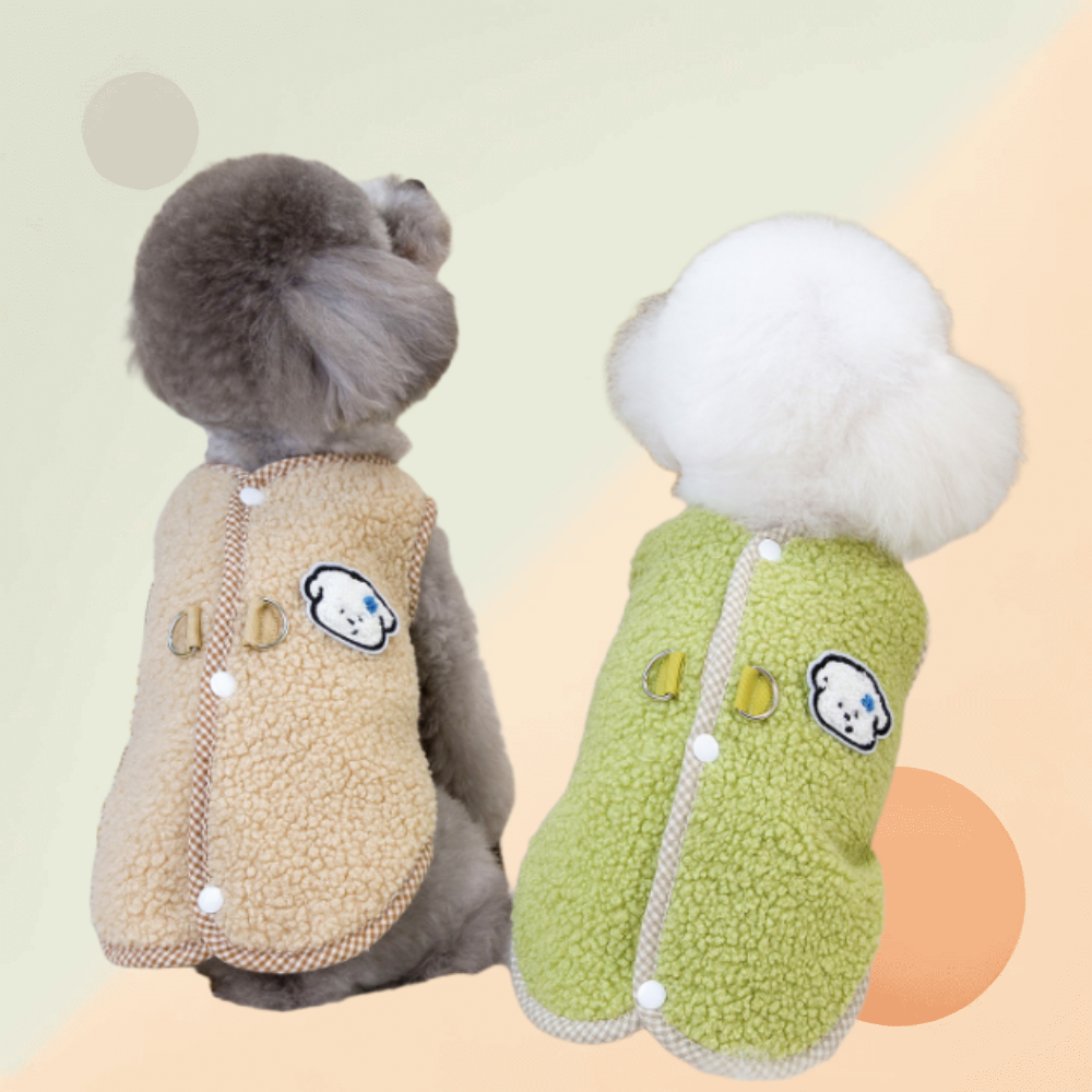 넛토 반려견 강아지 고양이 후리스 후끈 양털 뽀글이 하네스 조끼, 베이지, 1개 5,500원