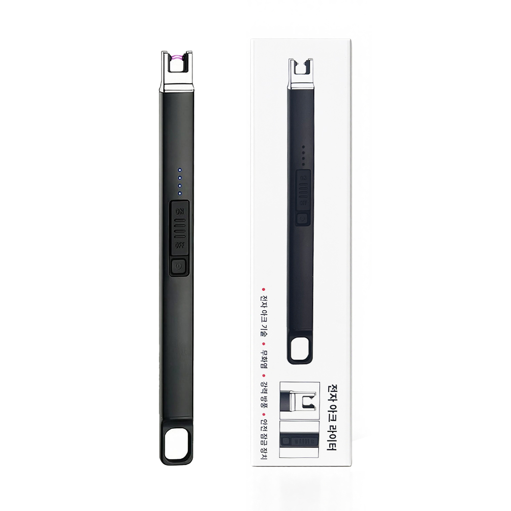 전자 아크 라이터 USB 충전식 무화염 캔들 라이터 방풍 안전잠금 (601333), 블랙, 1개 9,280원