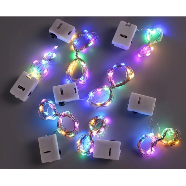 공작공예 LED 와이어 미니전구 10구 무지개 건전지포함, 1개 330원