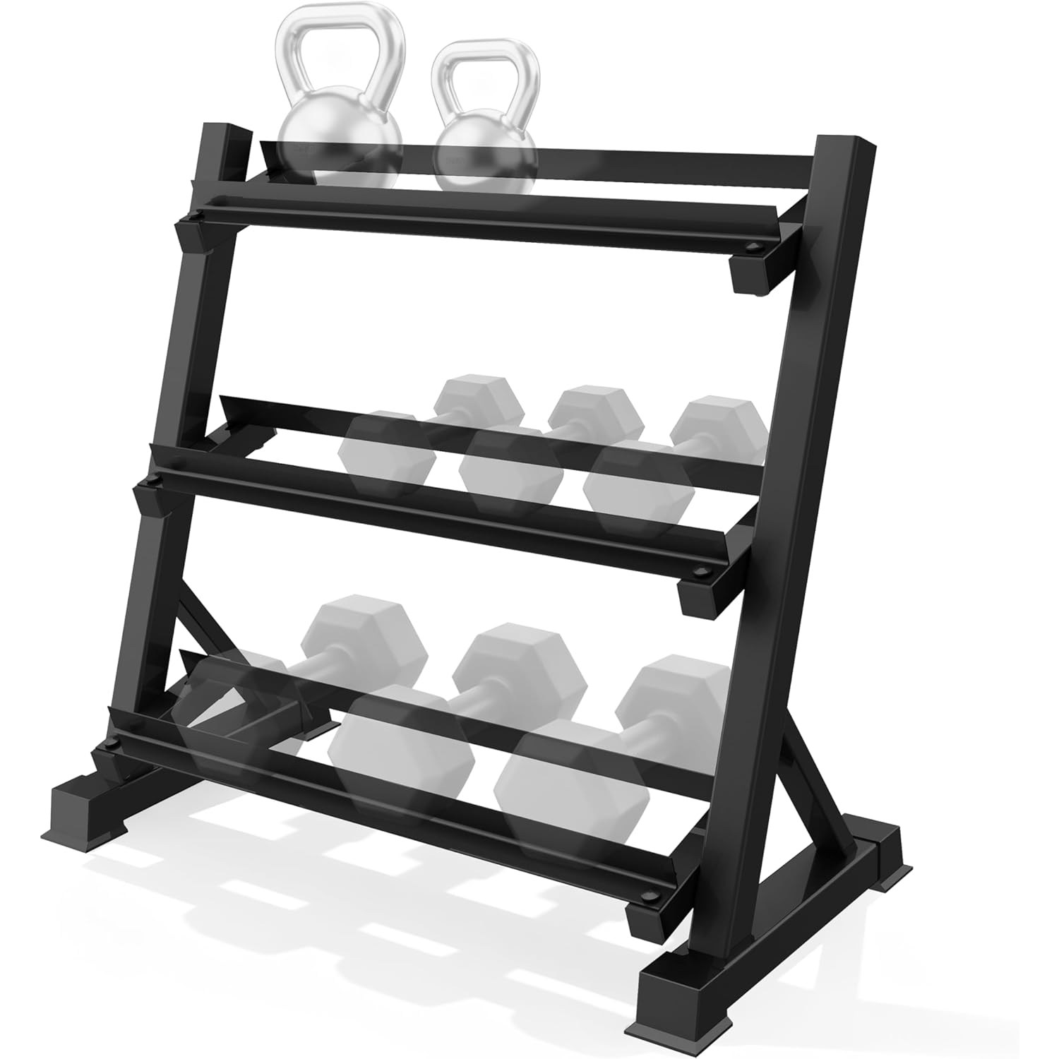 SAIVEINA 홈 운동 기구 아령 덤벨 수납정리 3단 거치대 튼튼한 헬스장용 웨이트 랙 대형 케틀벨 정리대 내하중력 500KG, 1개 109,000원