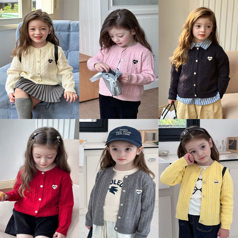 찌니미니마켓 유아 아기 여아 어린이 꽈배기 하트 가디건 간절기 니트 카디건 30,900원