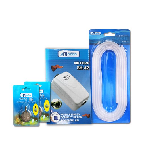 아마존 수족관 쌍기 저소음 기포기 SH-A2 + 에어호스 2p + 콩돌 2p 세트 341,200원